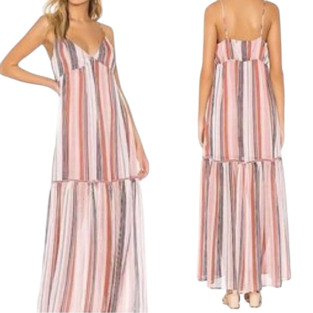 Jack By‎ BB Dakota Pink Striped Maxi Sundress Sailor's Delight Rose Dawn  Sz S